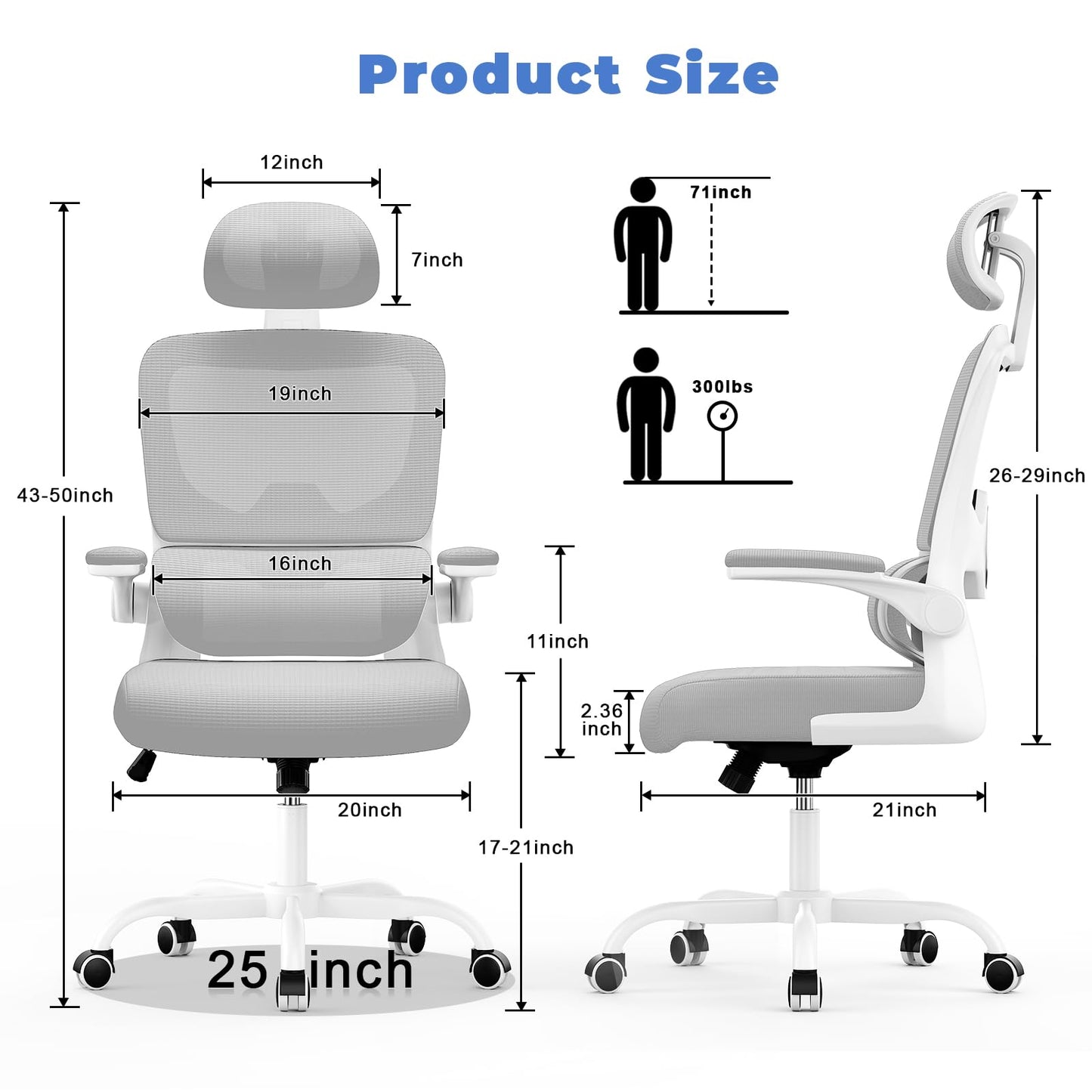 - naspaluro Office Chair | Ergonomic Office Chair with Lumbar Support | High Back -