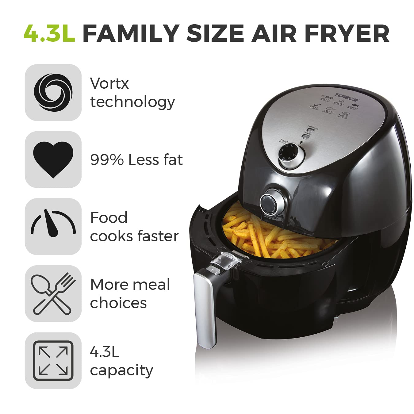 - Tower T17021 | Family Size | Air Fryer | Rapid Air Circulation -