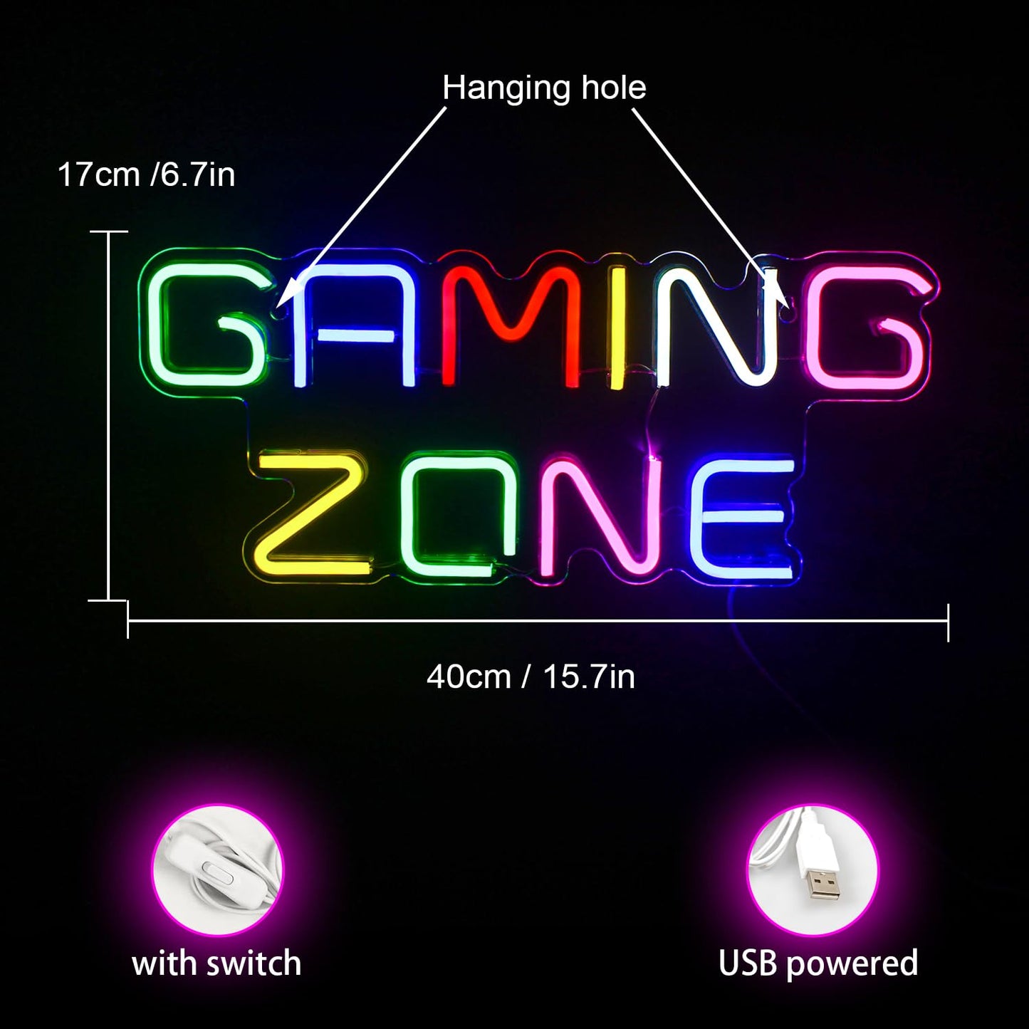 - ineonlife Gaming Zone | Neon Sign | Colorful LED Gaming Neon Light -