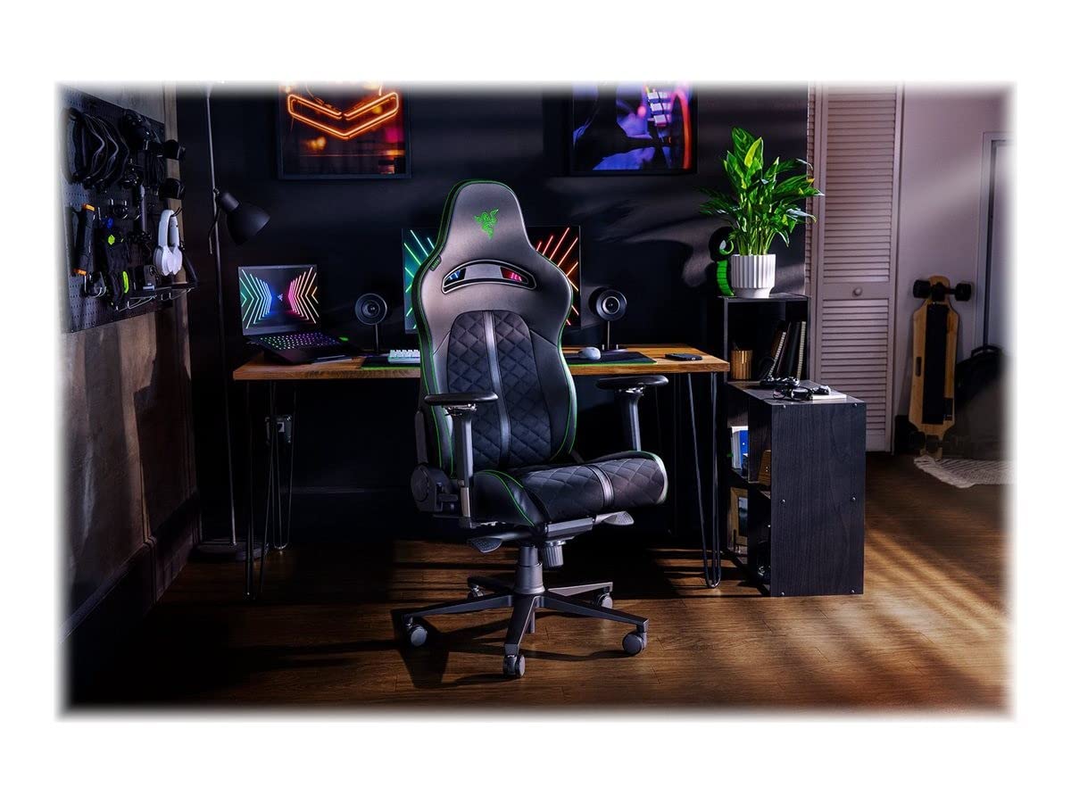 - Razer Enki | Gaming Chair With Integrated Lumbar Support | Foam Padding | Head Cushion | Height Adjustable | Green -