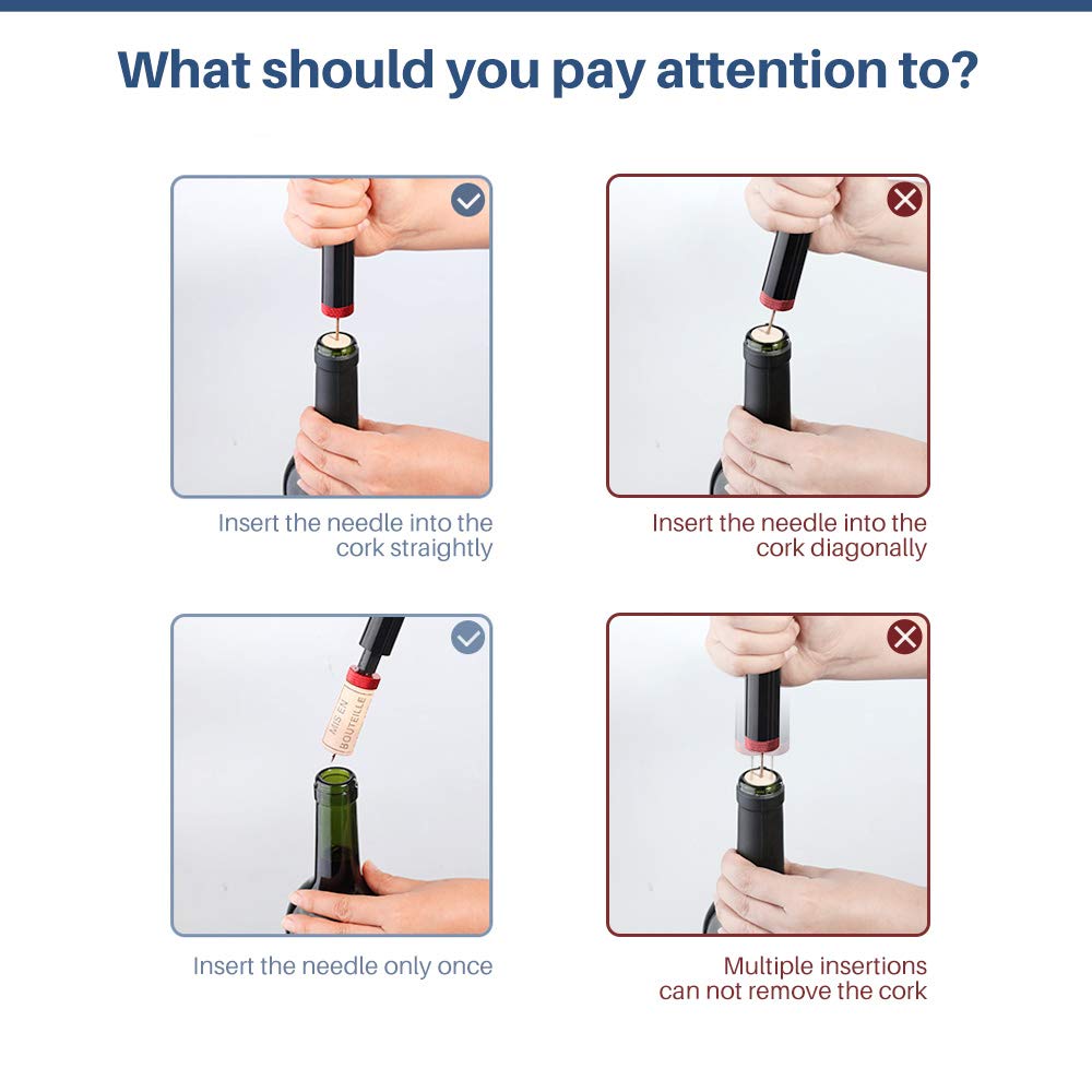 Air Pressure Pump Bottle Opener, Quntis Wine Opener Wine Pump Easy Cork Remover Corkscrew, Great Gift for Wine Lovers - 7S Quick Bottle Opening, Detachable