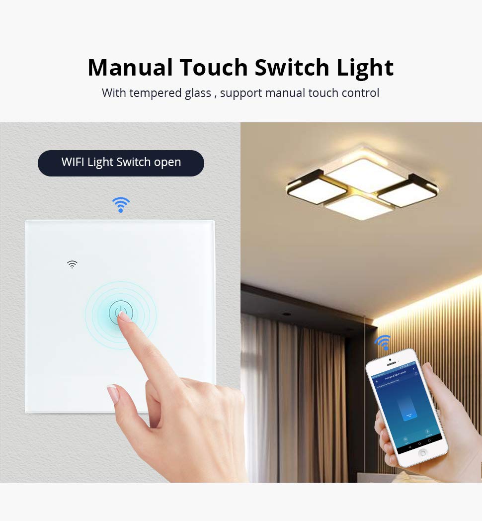 - Yagusmart Smart Wall Light Switch,Compatible with Alexa and Google Home,APP Remote Control,Timing Function,Voice Control (1 Gang)