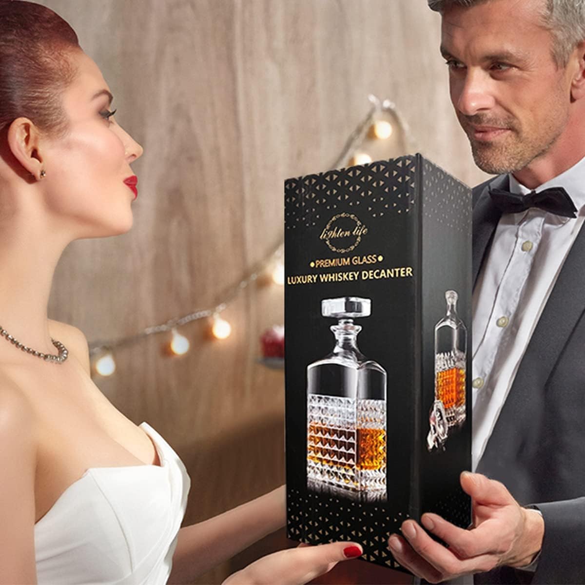 - LIGHTEN LIFE Whiskey Decanter | 1000ml Crystal Decanter with Stopper in Gift Box -