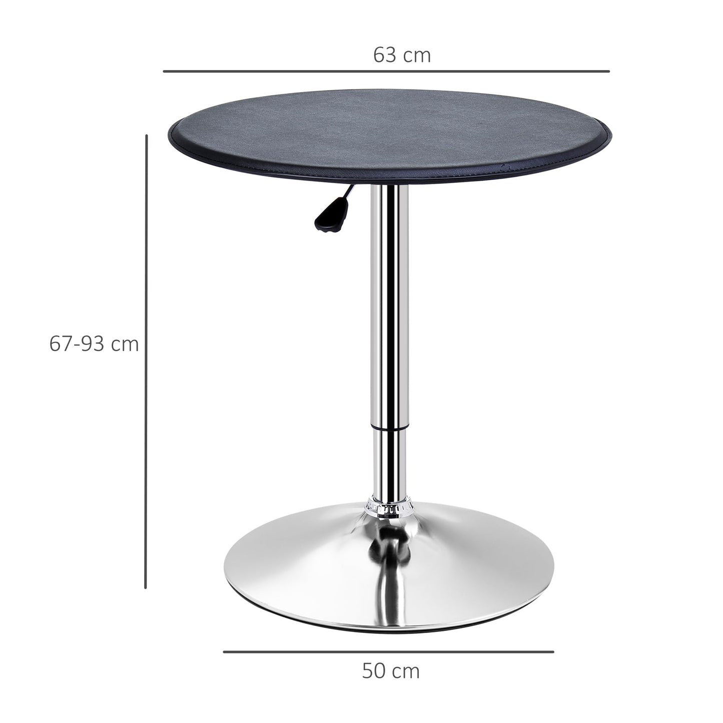 - HOMCOM Adjustable Round Bistro Bar Table | PVC Leather Top | Steel Base -