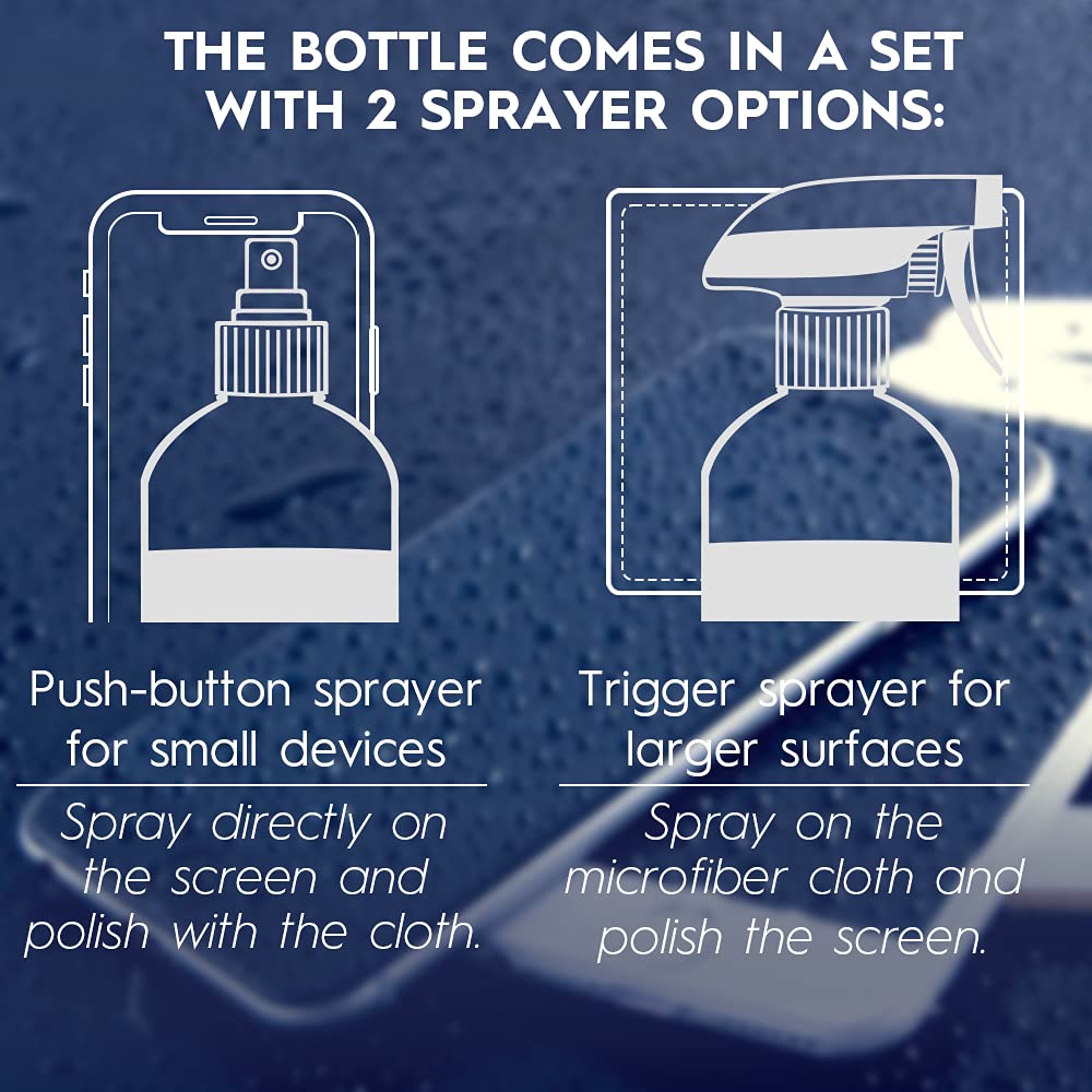 - Screen Cleaner Spray | 16oz - 473ml | Microfiber Cloth and 2 Sprayers -