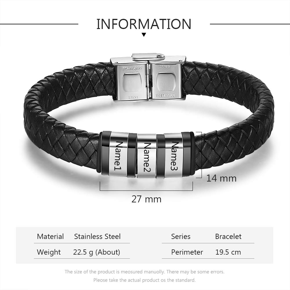 - Glooraca Personalised Mens Name Bracelets | Custom Braid Leather Bracelet For Men -