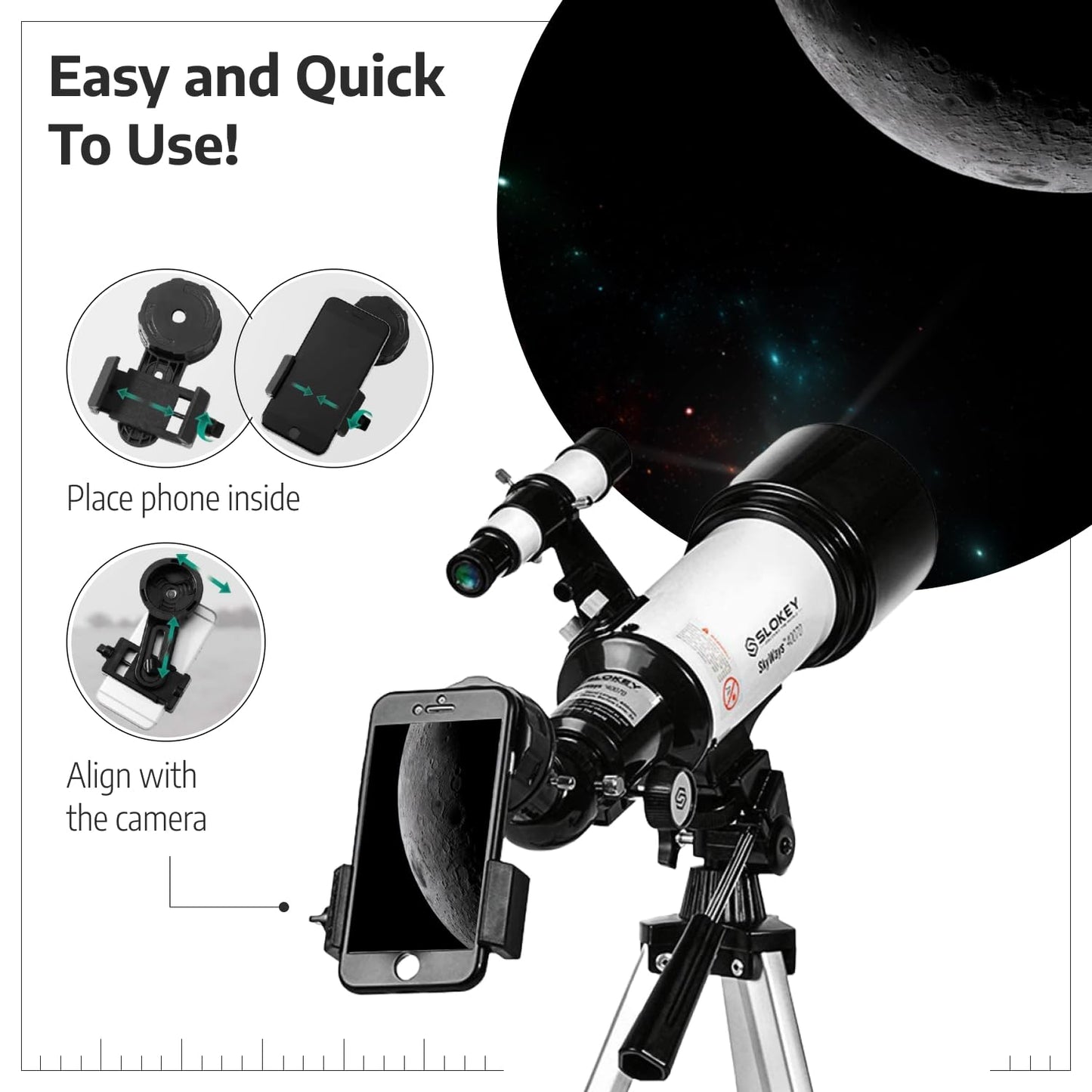 - Slokey Astronomy Telescope 40070-16x-120x Travel Scope | 2 Eyepieces | 3x Barlow Lens -
