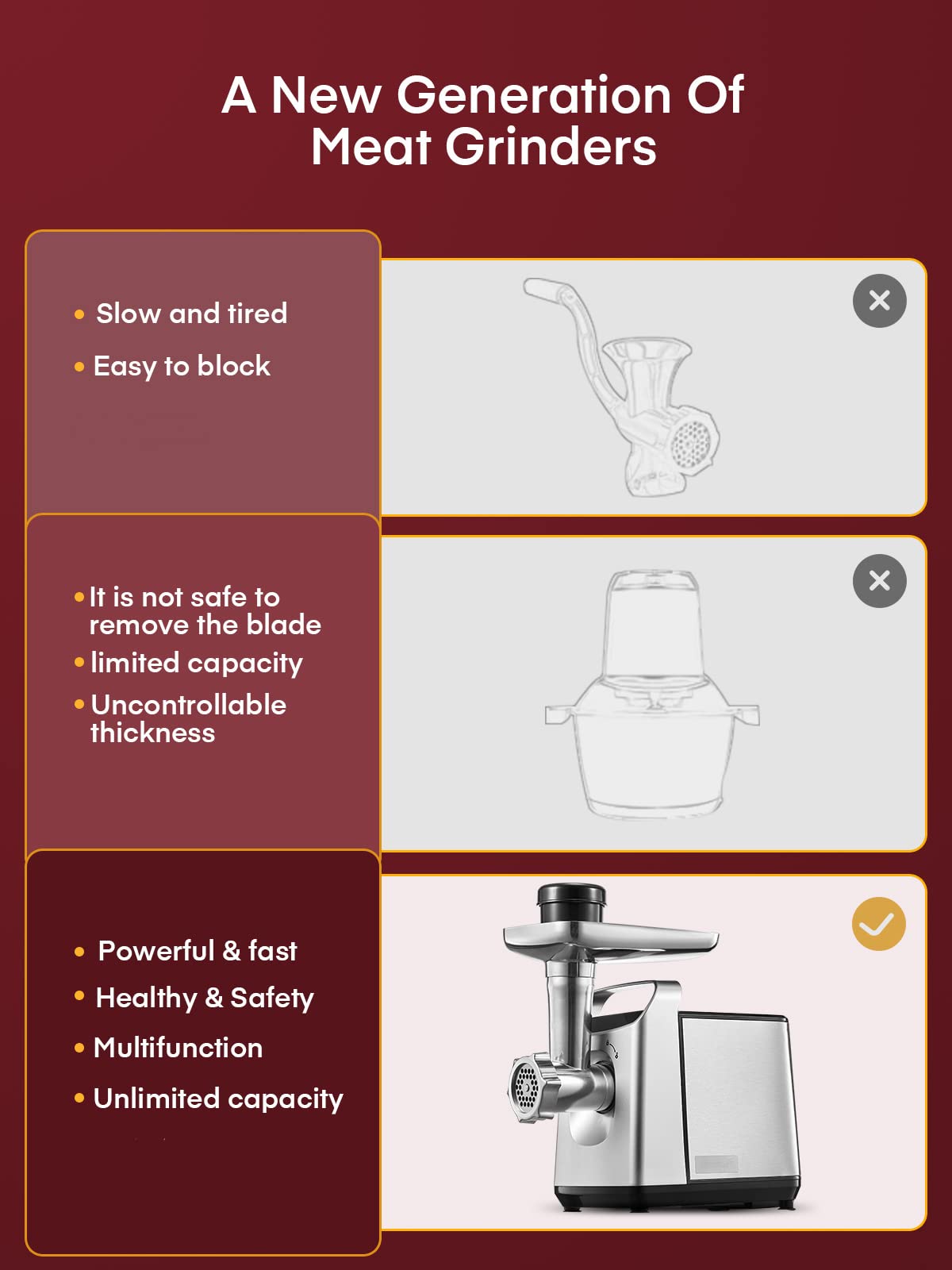 - Electric Meat Mincer Grinder | Stainless Steel 3 in 1 Meat Grinder & Sausage Stuffer -