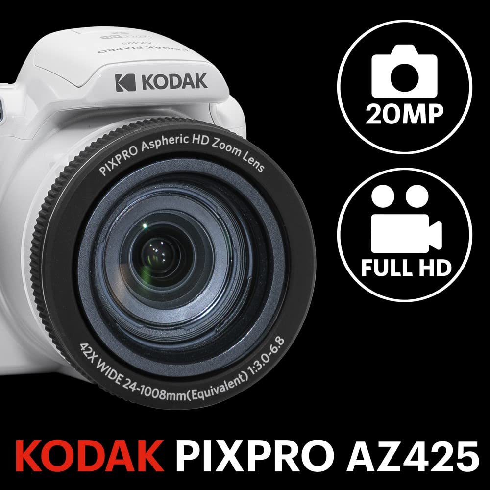 - KODAK Pixpro Astro Zoom AZ425 Digital Camera Bridge | 42X Optical Zoom | 24mm Wide Angle | 20 Megapixels -
