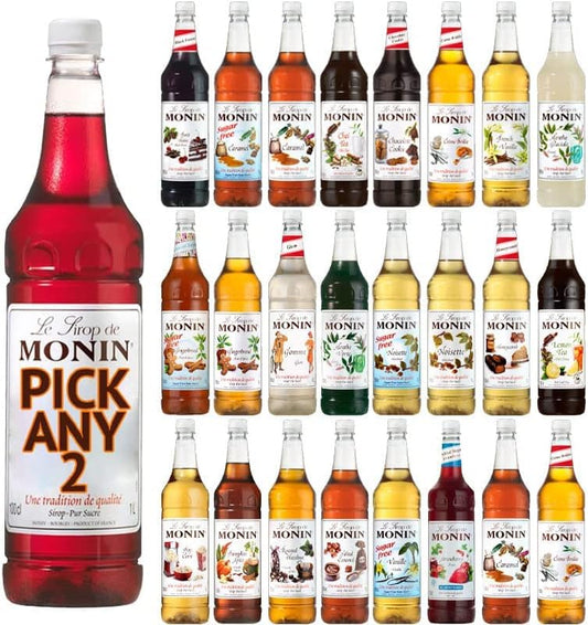 - Monin 1L (1000ML) Syrup | Coffee & Drinks | Pick Any 2 Bottles -