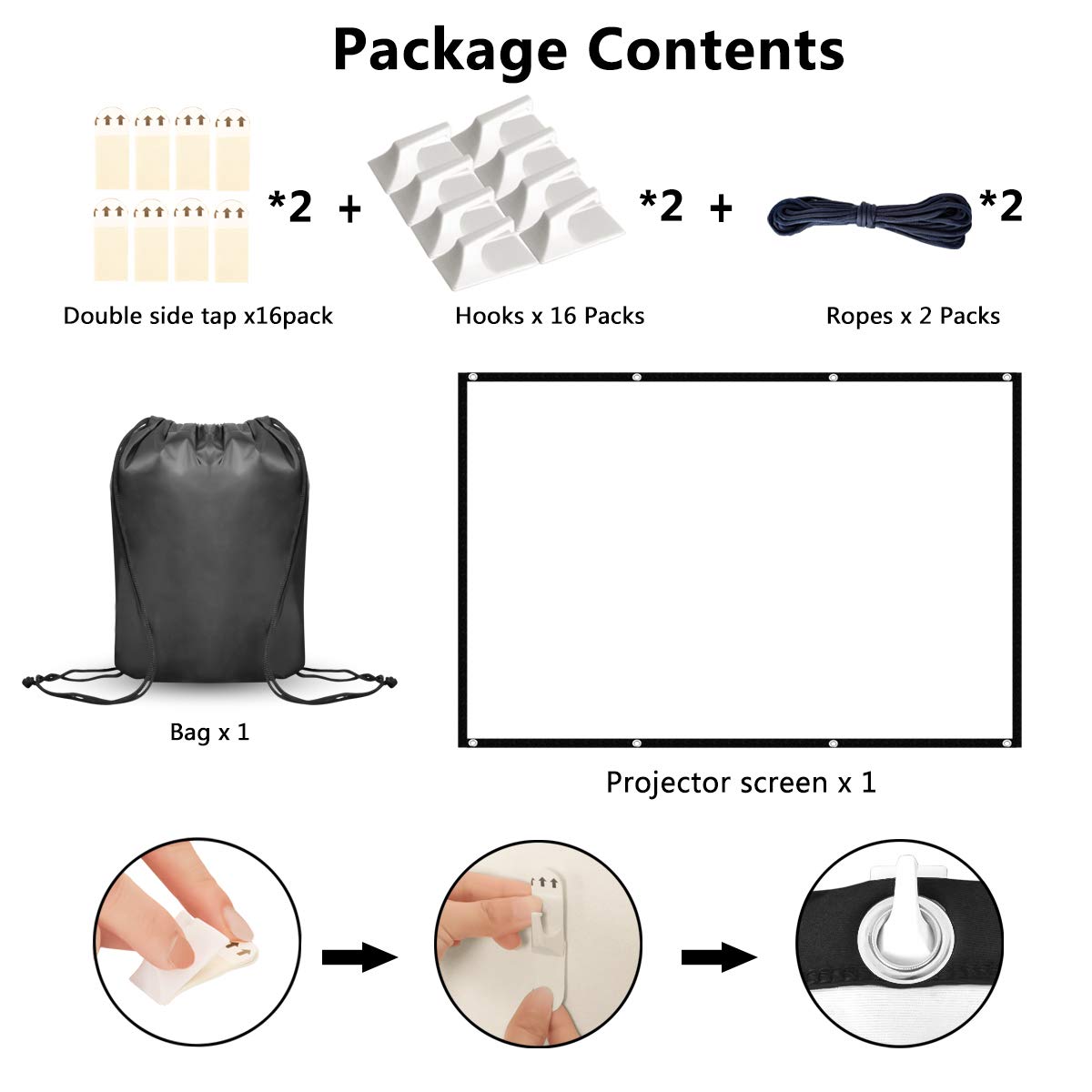 - Projector Screen 100 Inch | Portable Projector Screen | 16:9 HD 4K Screen -