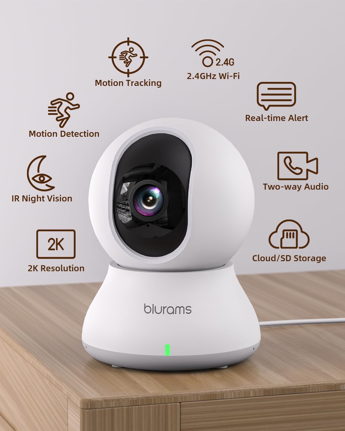 blurams Pet Camera 2K, Indoor Camera, Dog Camera, 360° Home Security Camera, WiFi Baby Monitor, Night Vision, Motion Tracking, 2-Way Talk, Cloud&SD, APP Control, Works with Alexa(2.4GHz Only)