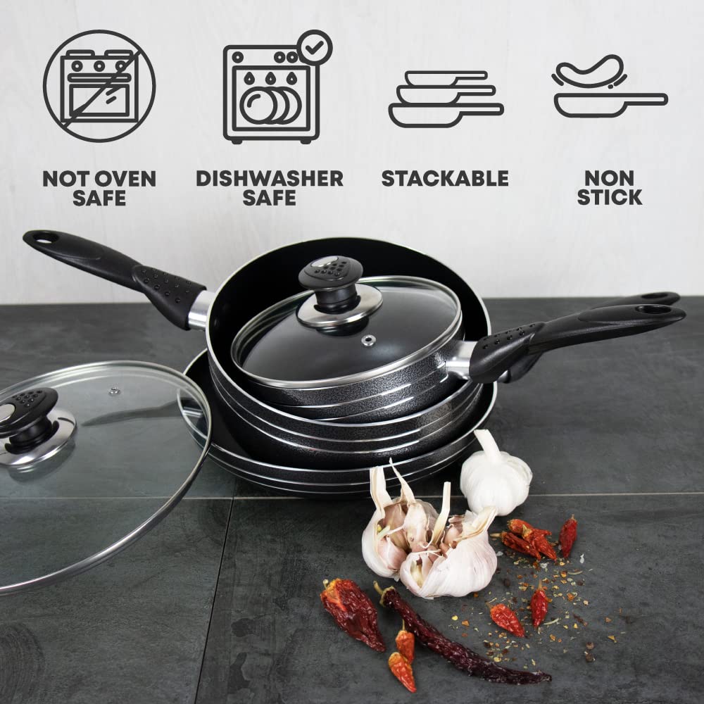 - SQ Professional UNA Non-Stick Aluminium Essential Kit | 3pc Saucepan & Frying Pan Set -