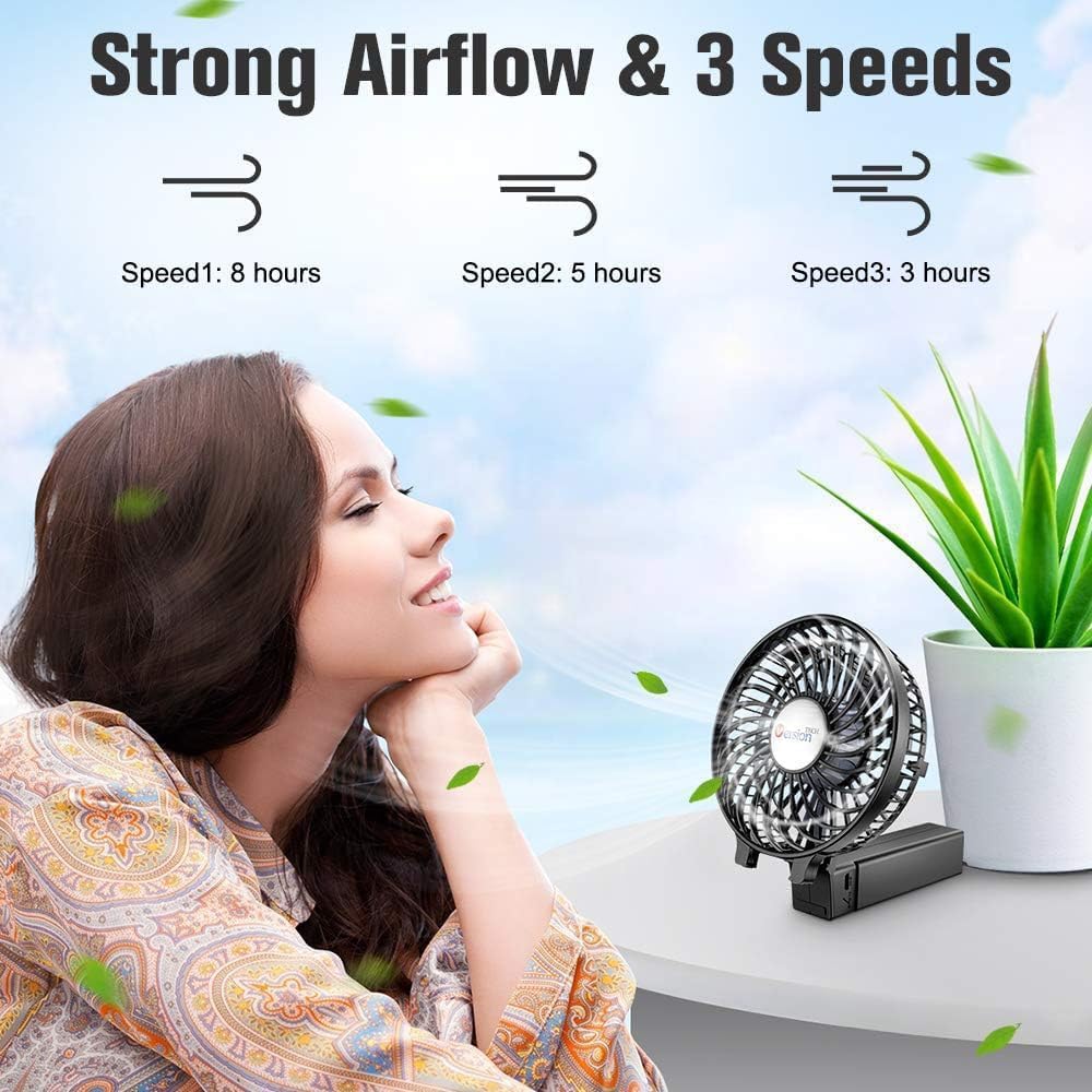 - VersionTech Hand Held Fan,Portable Handheld USB Rechargeable Fans with 3 Speeds -