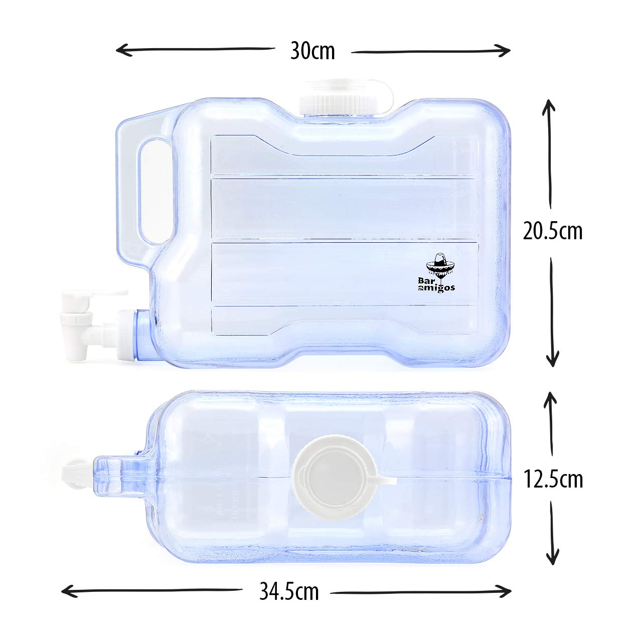 5.5 L Water Container Tap Desktop Dispenser - by Bar Amigos Plastic PETG Fridge Beverage Tank Liquid Drink Refillable Shelf Tap Great for Office Camping Juice Drinks Cocktail Holds 5.5 litres