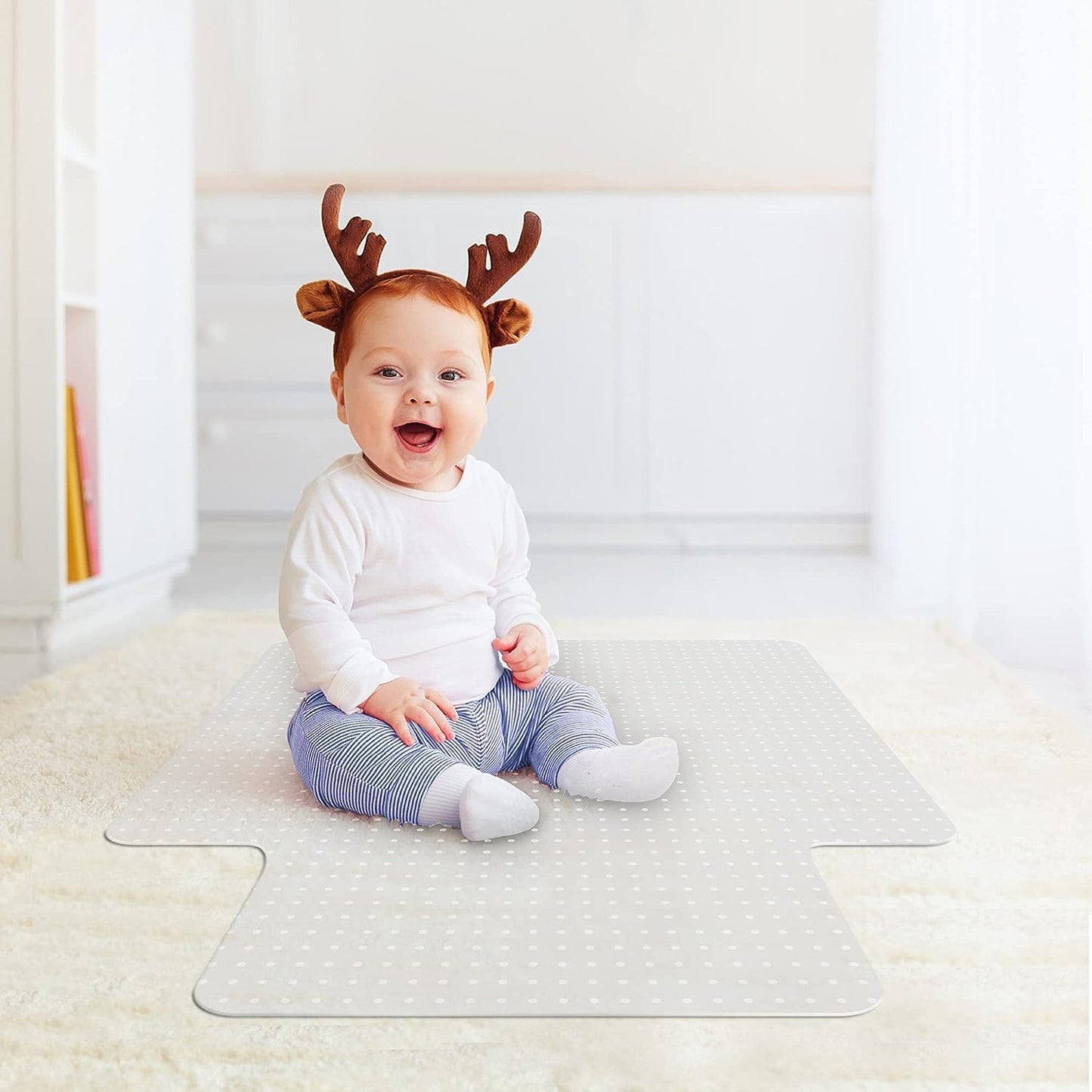 - WASJOYE PVC Chair Mat for Carpet, T-shape Transparent PVC Desks Mat Large 75