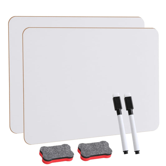CRESZZLE 2-Pack Small Whiteboard Set - 8.2x11.8 Inch Double-Sided Mini Whiteboards with 2 Pens and 2 Erasers - Portable, Durable White Boards for Students, Classroom, Home, and Office