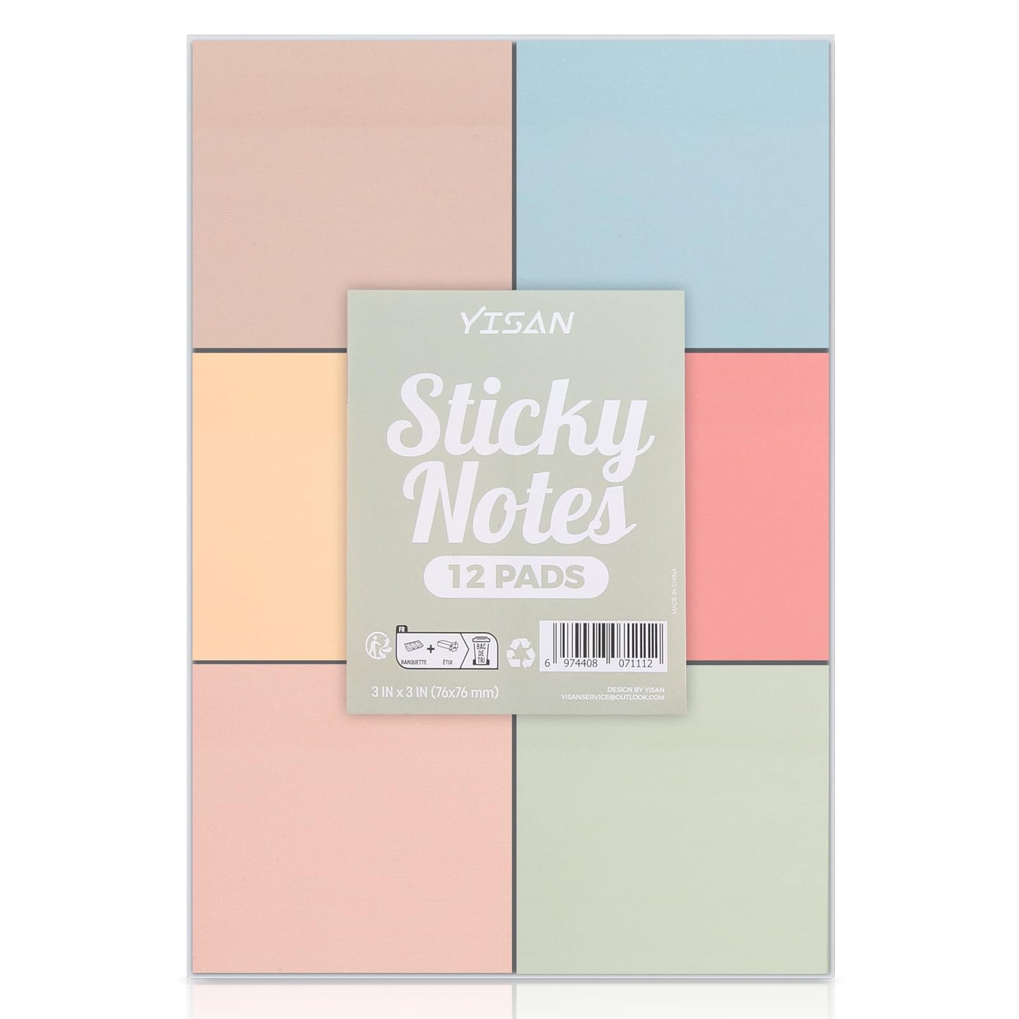 - YISAN Sticky Notes 3x3 Self-Adhesive Notepads in 12 Pads, Pastel Vintage Colours, Sticky Note Pad, 50 Sheets/Pad, 71112