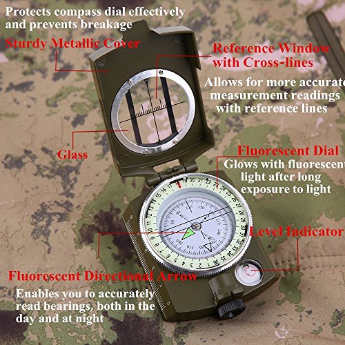 - Sportneer Compass | Hiking Compass Navigation | Waterproof Shockproof Military Compass -