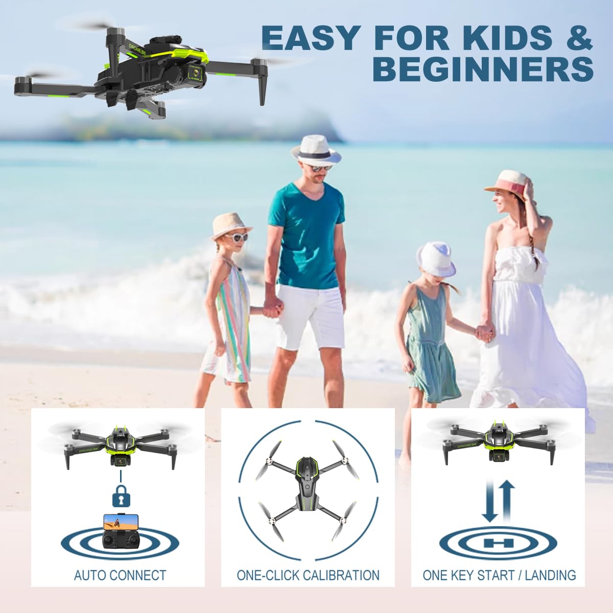 Brushless Motor Drone with Camera 1080P for Kids and Adults, RC Quadcopter Foldable FPV Drone for Beginners, Toys for Boys and Men Birthday Gifts