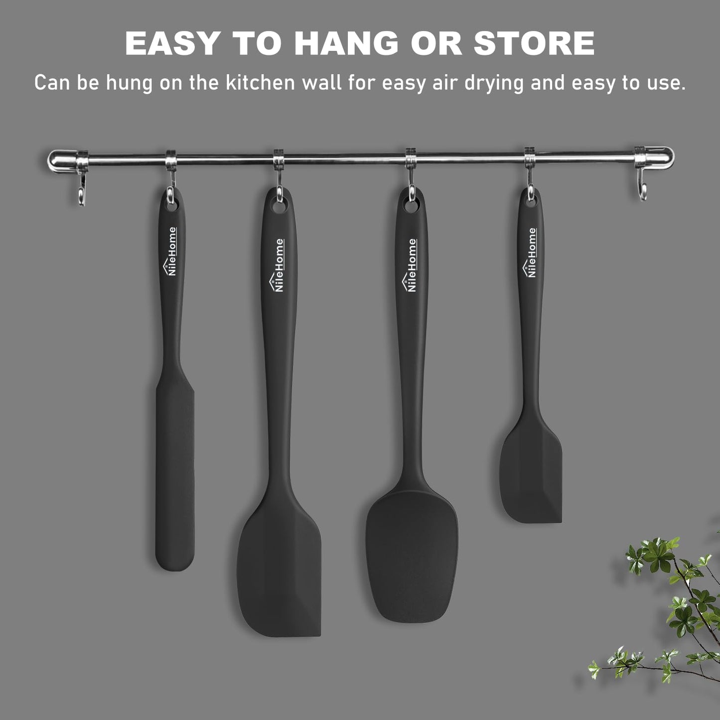 - NileHome Silicone Spatula Set | Cooking/Baking Utensil Set of 4 | Black -