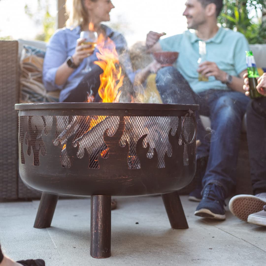 - La Hacienda Wildfire XL Steel Firepit | BBQ Grill | Bronze Effect -