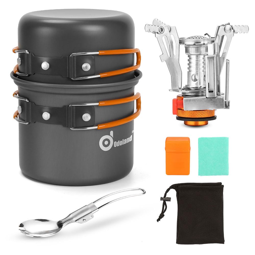 - Odoland Camping Cookware Set With Stove | for 1-2 People -