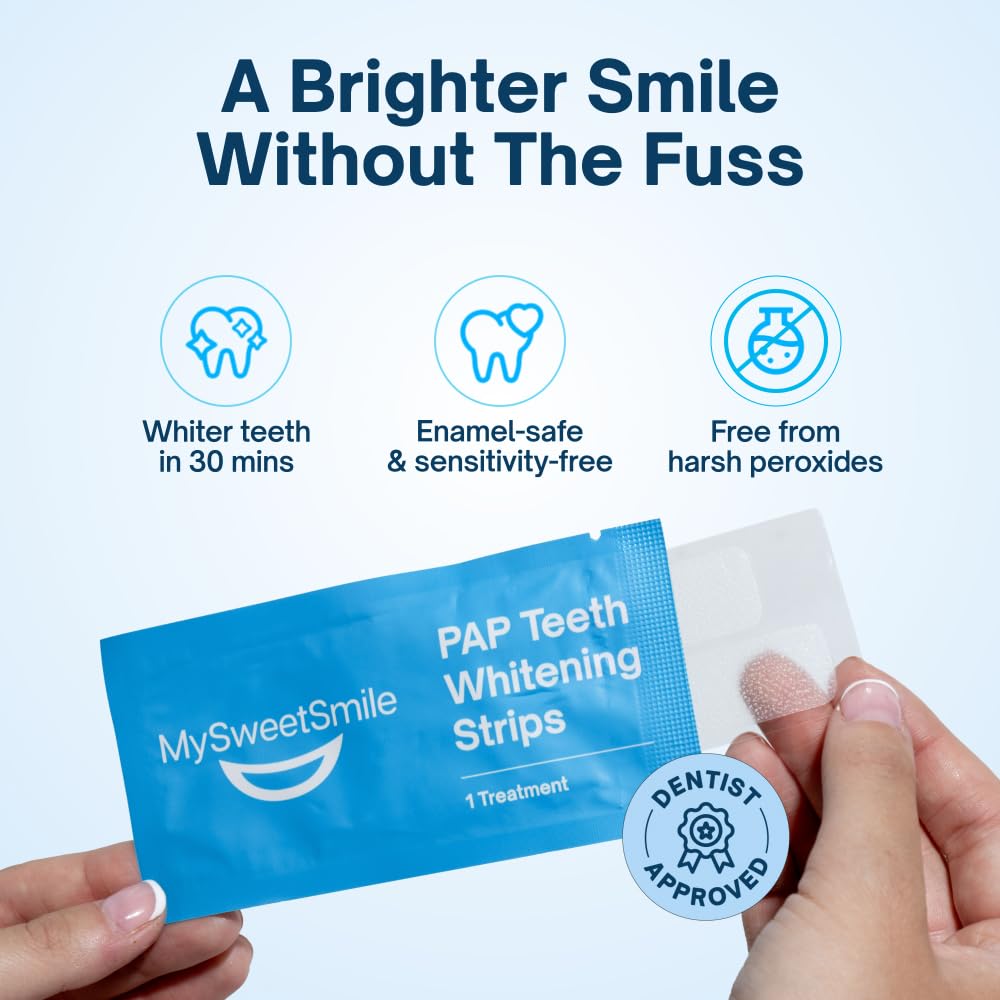 - MySweetSmile | PAP Teeth Whitening Strips | Enamel-Safe | Sensitivity-Free Formula -