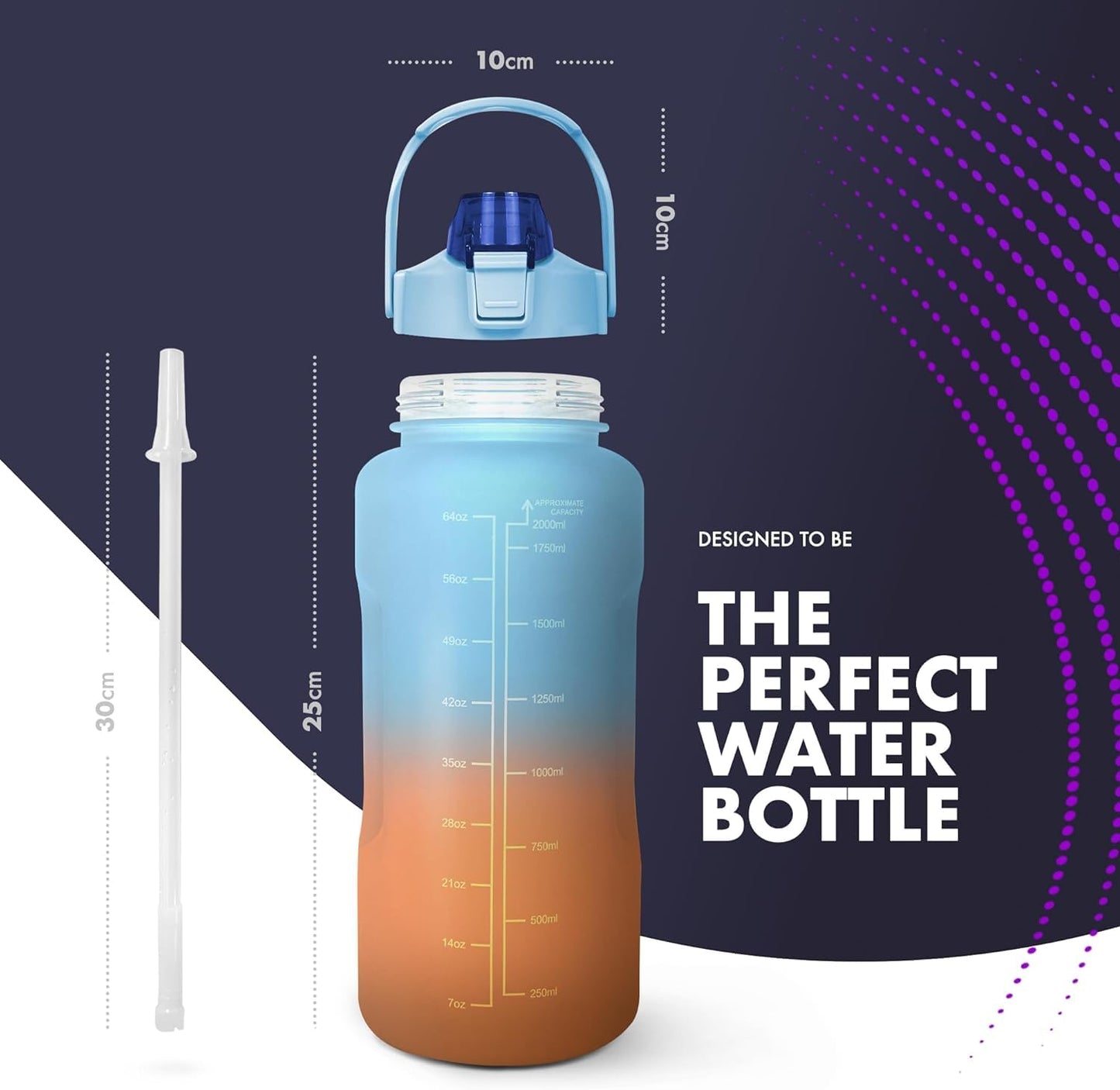 - KAYMAN 2L Motivational Water Bottle With Lockable Lid | Removable Straw And Handle –