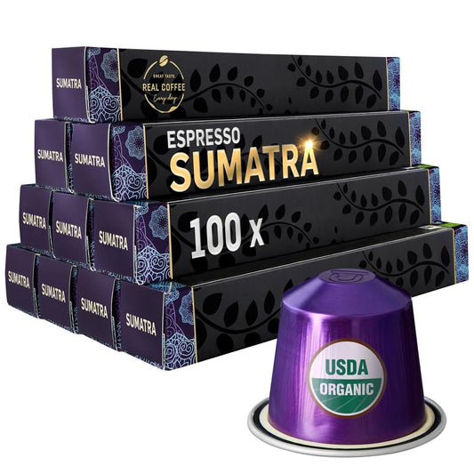 - Sumatra Single Origin Organic Coffee | 100 Nespresso Compatible Pods | Dark Roast -