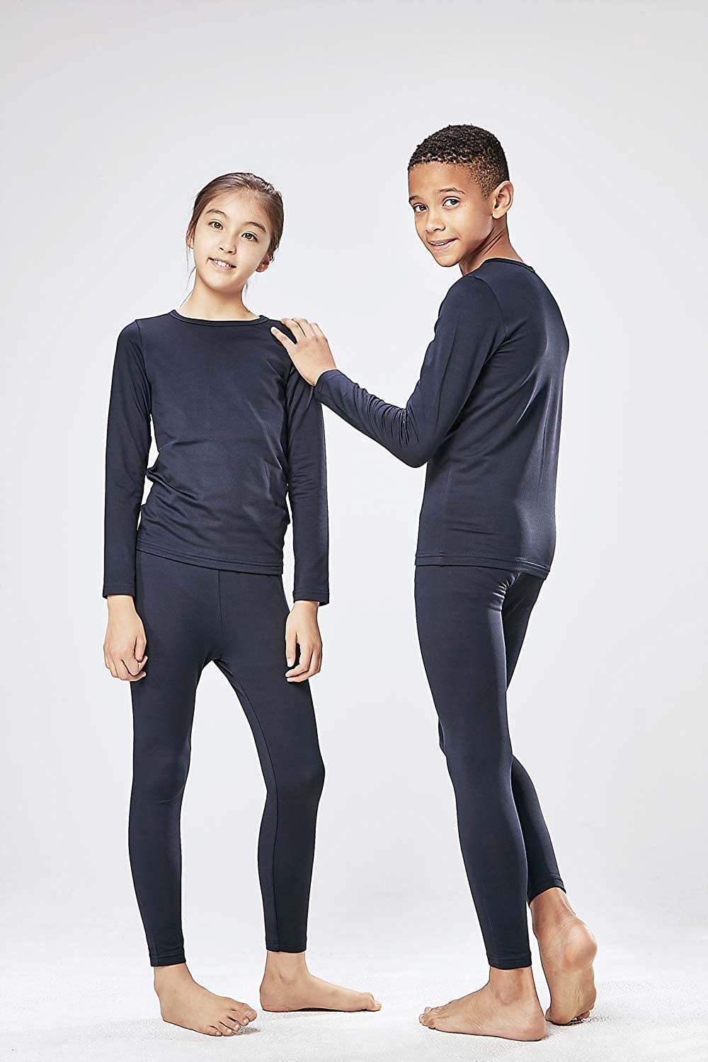 - orbiz Kids Thermal Base Layer Set | Winter Warm Underwear Full Set | Long John Bottoms and Long Sleeve Top -