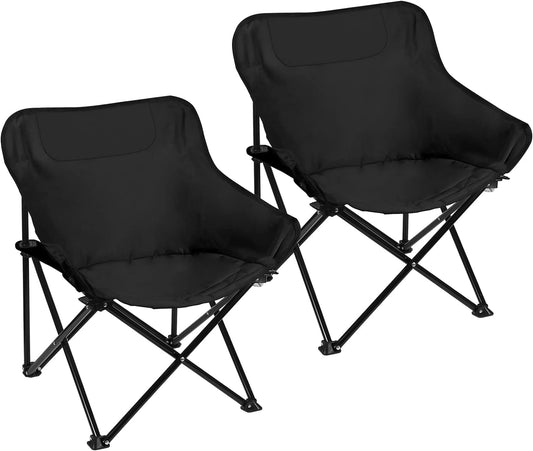 Camping Chairs Set of 2 Portable Chair Support 265lbs for Adults,Foldable Chair Sets up in 4 Seconds, Backpacking Chair with Carring Bags, Black