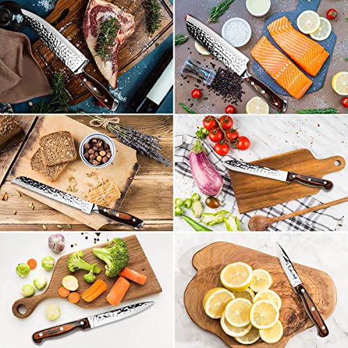 15-Piece Japanese Chef Knife Set with Sharpener, Block Wooden, HOBO Japan High Carbon Stainless Steel Boxed Kitchen Knife, Color Wooden Handle