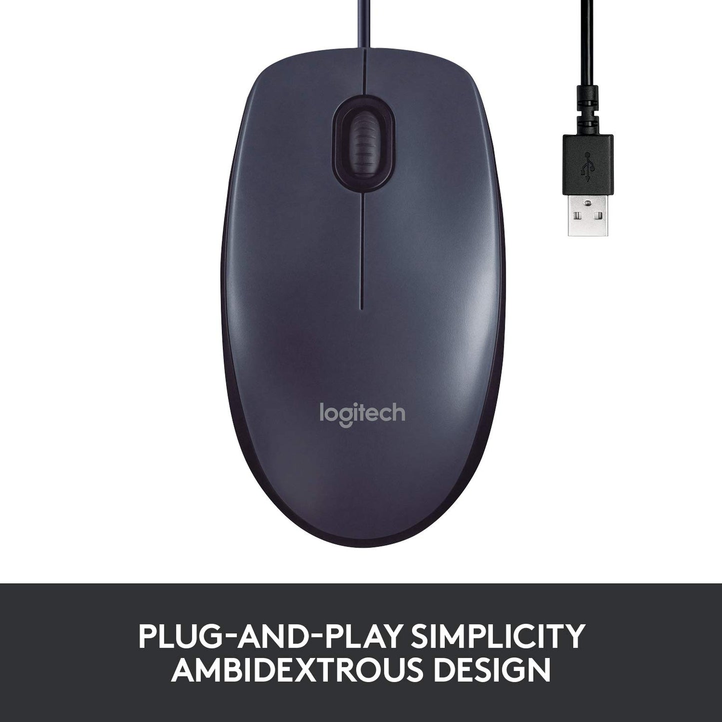 - Logitech B100 Wired USB Mouse | 3-Buttons | Optical Tracking -