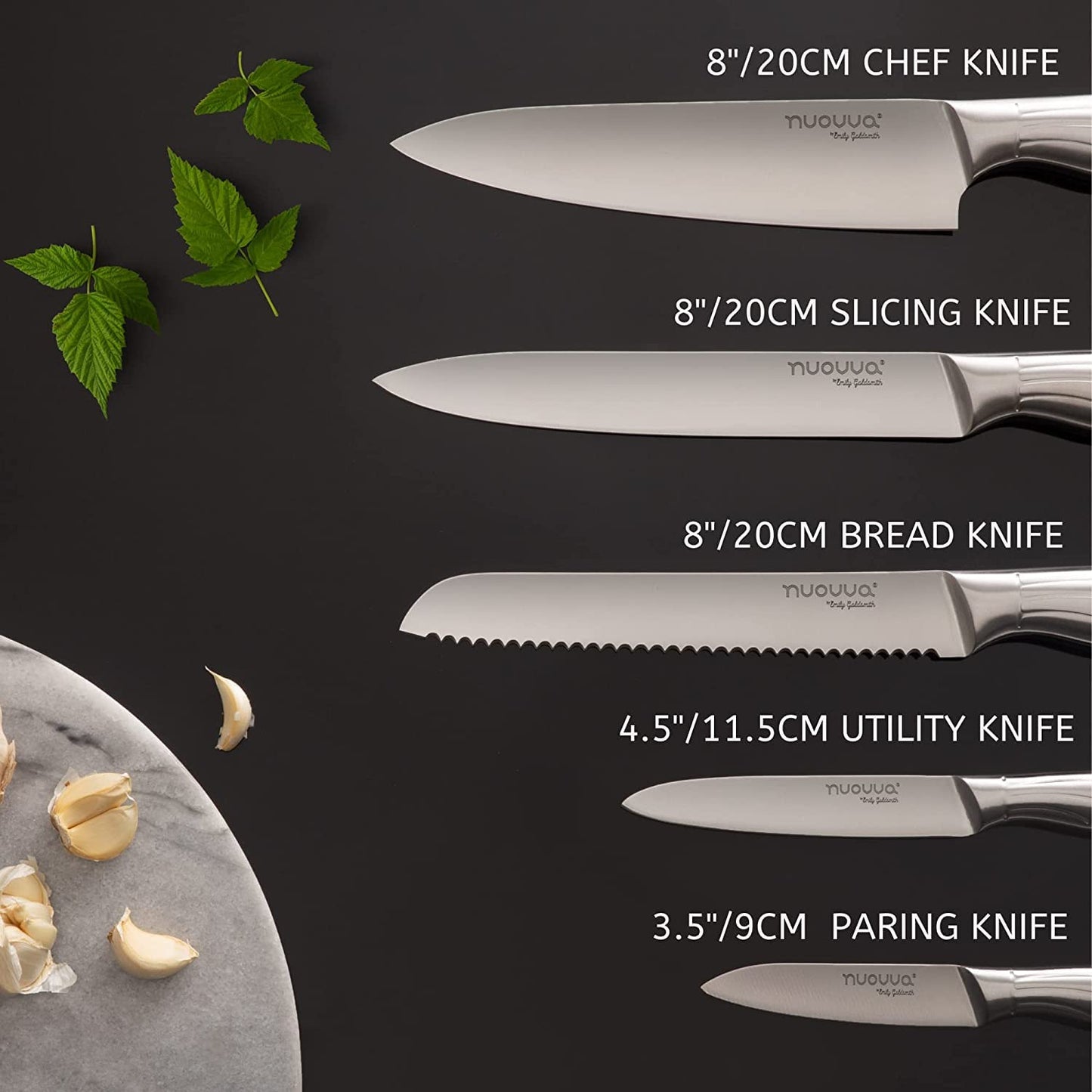 - Nuovva Sharp Kitchen Knife Set | Professional Kitchen Knives | 5 Pieces -