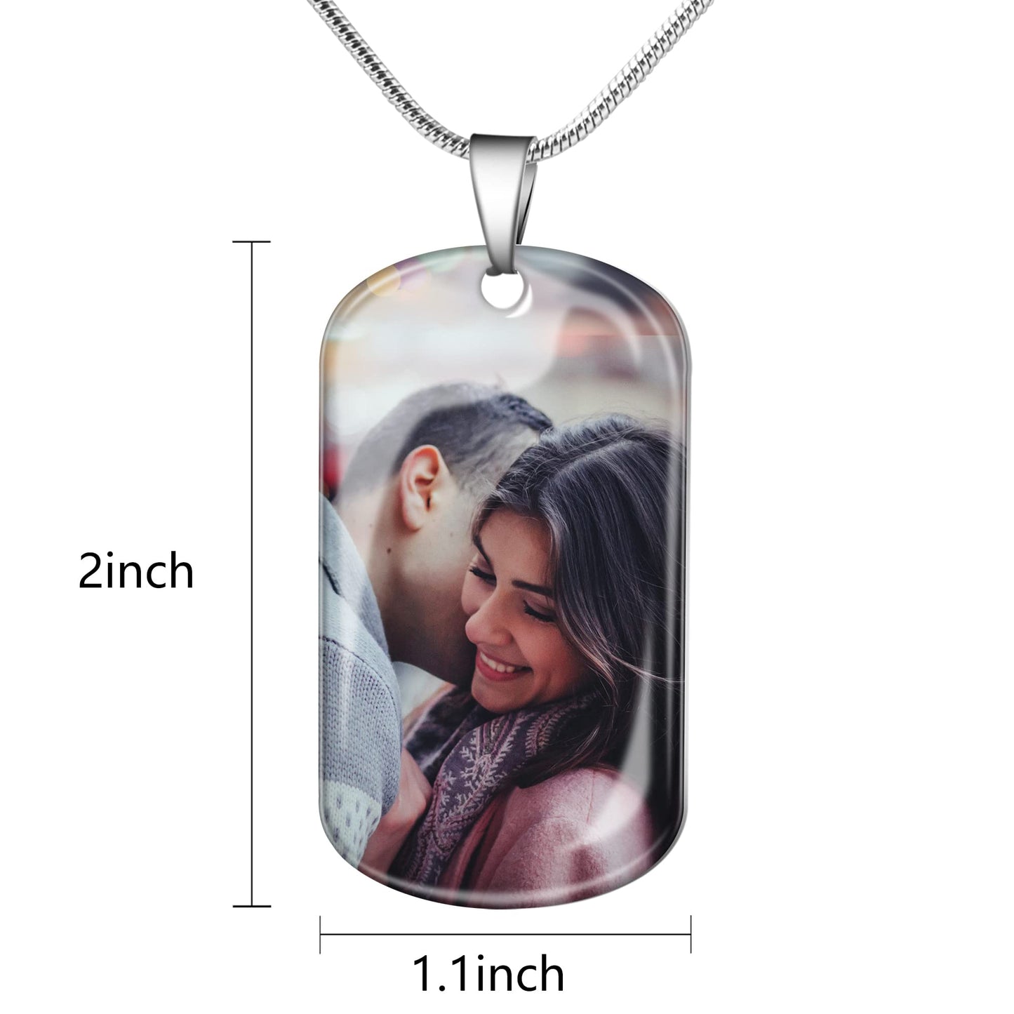- Farfume Personalised Dog Tag Necklace with Engraved Photo & Text -