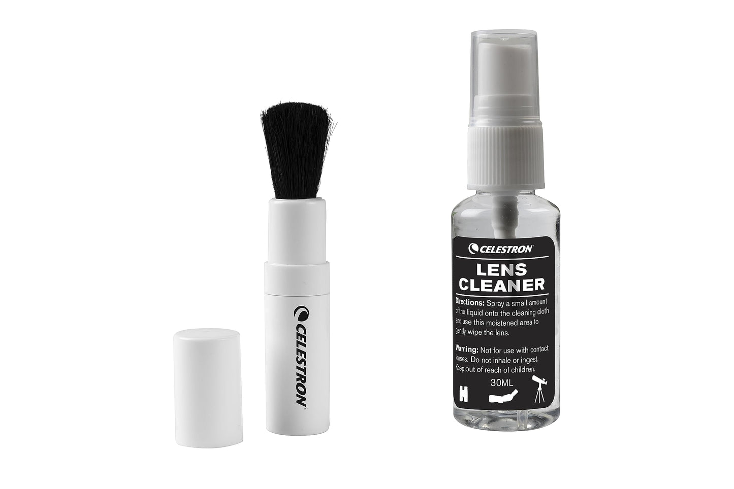 Celestron 93576 Lens Cleaning Kit - Includes 10 x Lens Wipes, Cleaning Fluid, Lens Cloth and Retractable Lens Brush in a Soft Carry Pouch, Black/Orange