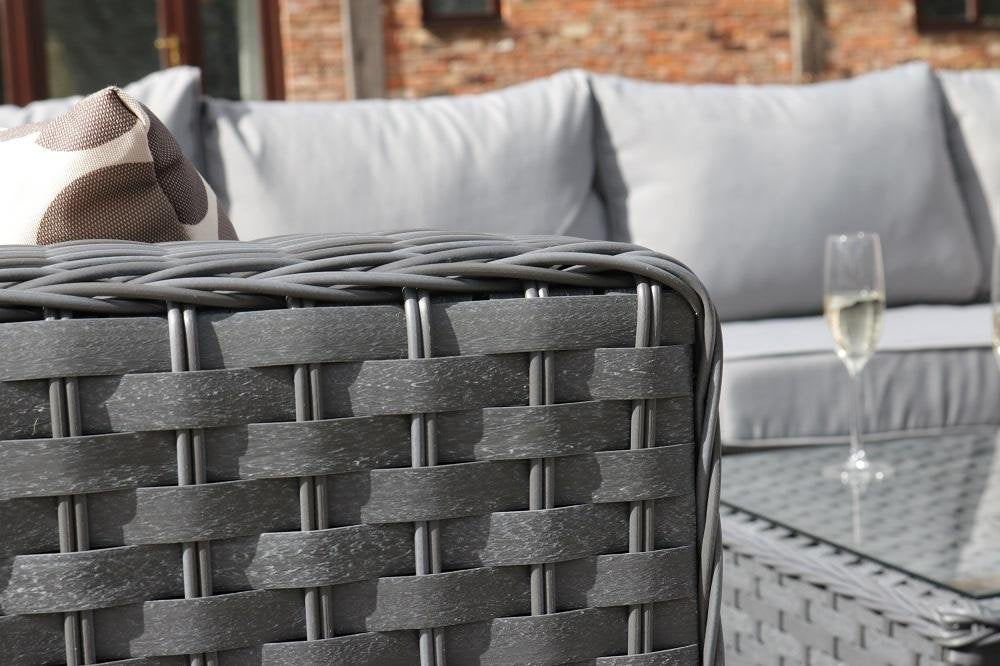 - YAKOE 50020 Papaver Conservatory Modular 9 Seater Rattan Corner Garden Sofa Furniture Set - Grey