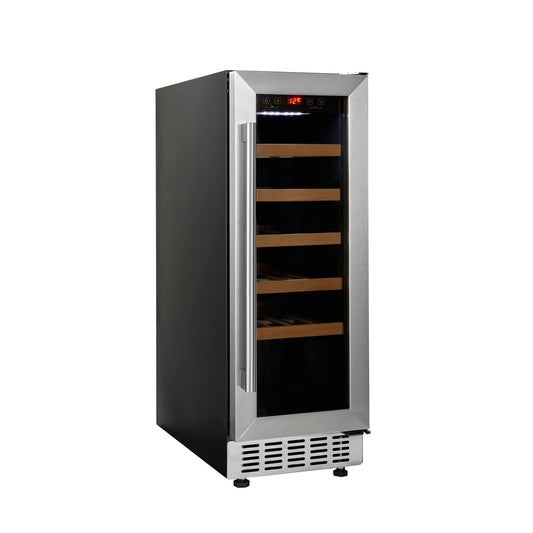 Cookology CWC300SS Freestanding Undercounter Fridge Cabinet 30cm Wine Cooler, 20 Bottle, 60 Litre Capacity, with Digital Temperature Control and Reversible Door - in Stainless Steel