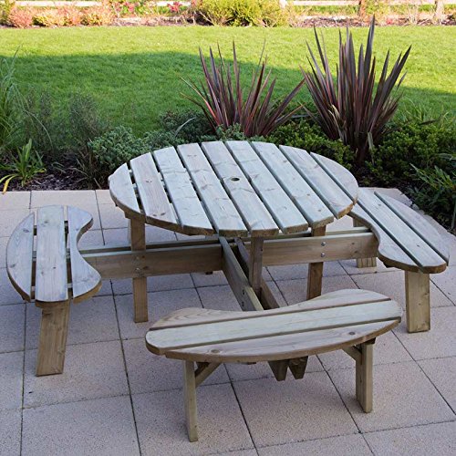 BrackenStyle Aberdeen Picnic Table – Durable Heavy Duty Round Pub Table – Suitable for 8 People 2.15M Diameter