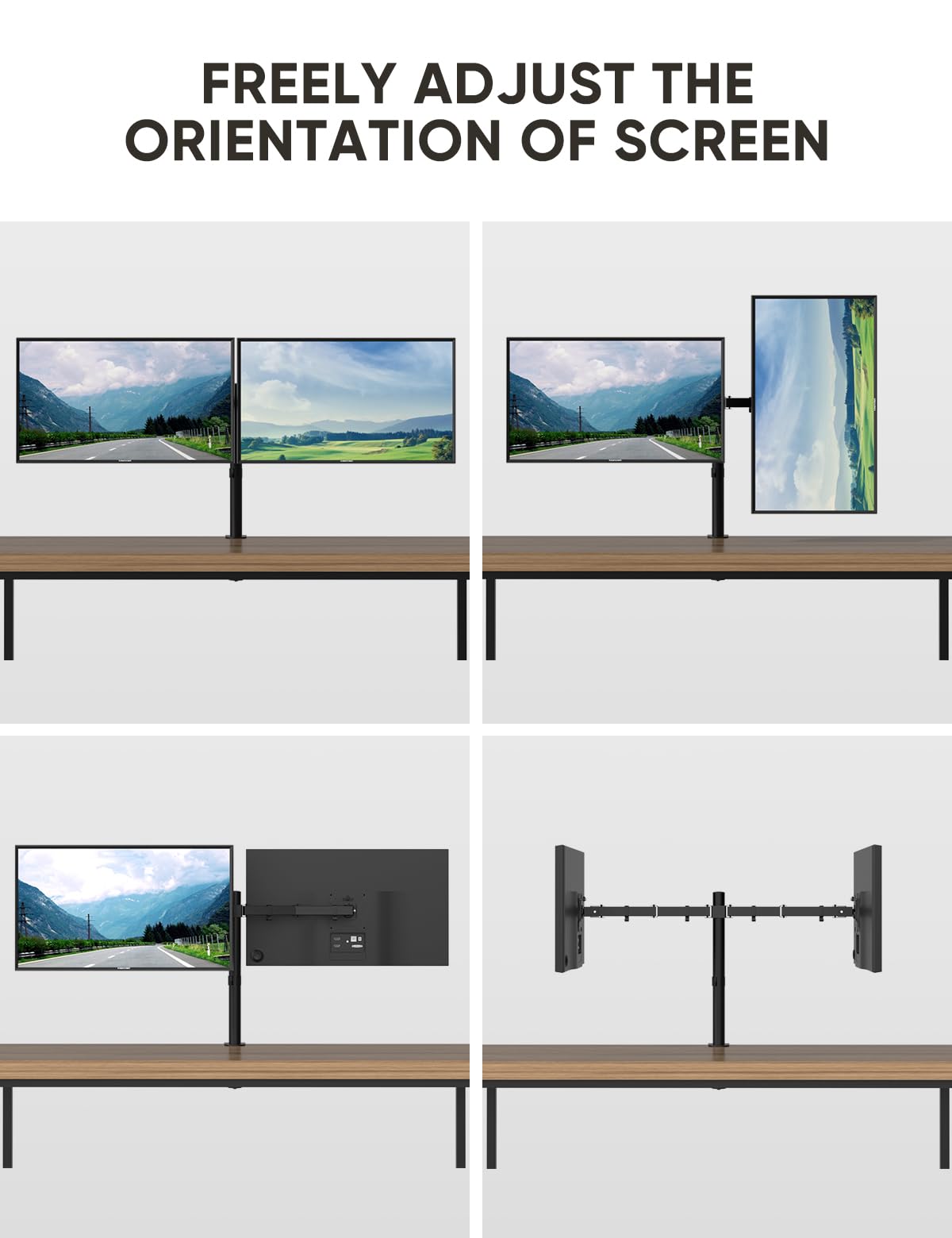 - FORGING MOUNT Ergonomic Dual Monitor Stand for 13-32 inch LCD LED PC Screens for Desks Monitor Stand Arm | Height Adjustable Arm Bracket Tilt 90° Swivel 180° Rotate 360° | VESA 75/100 -