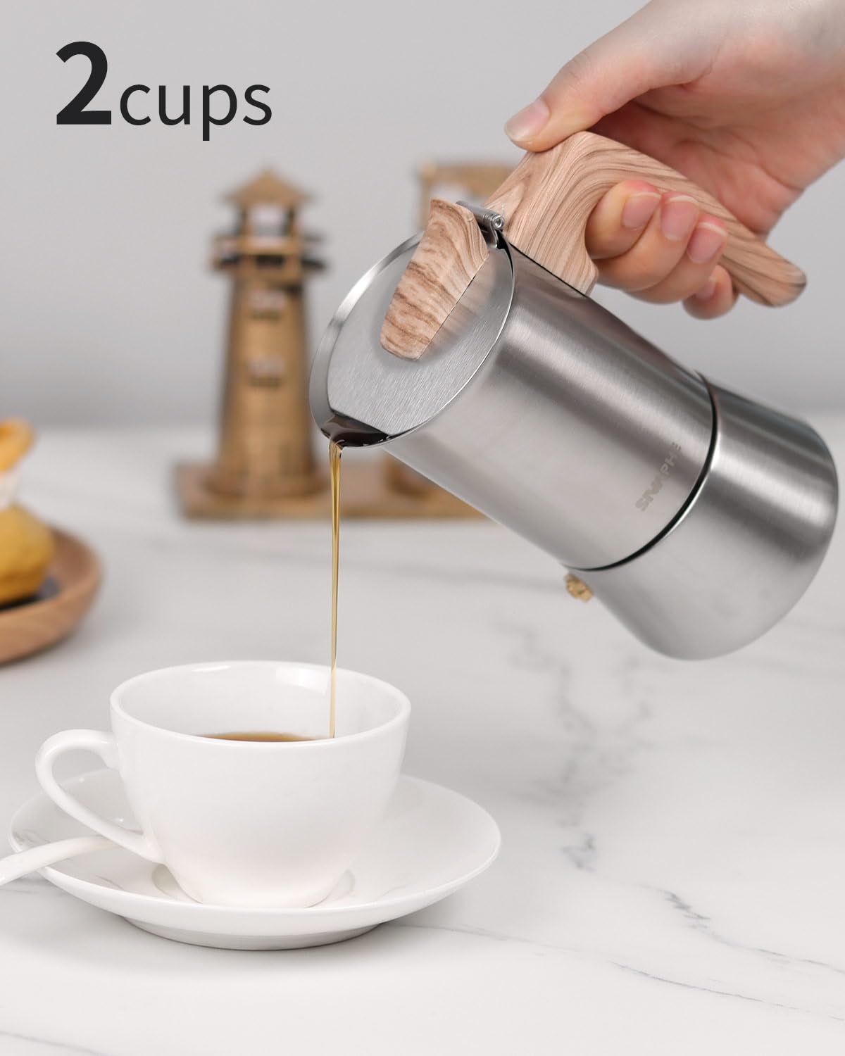 - Sivaphe Stovetop Espresso Maker 100ml | Induction Hob Italian Coffee Percolator Maker -