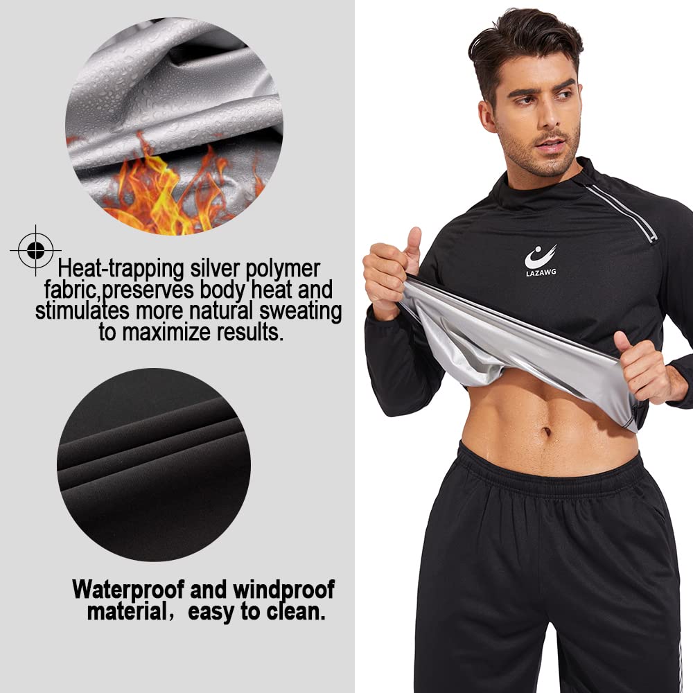 - LAZAWG Sauna Jacket | Long Sleeves | Short Side Zip | Sauna Suit -