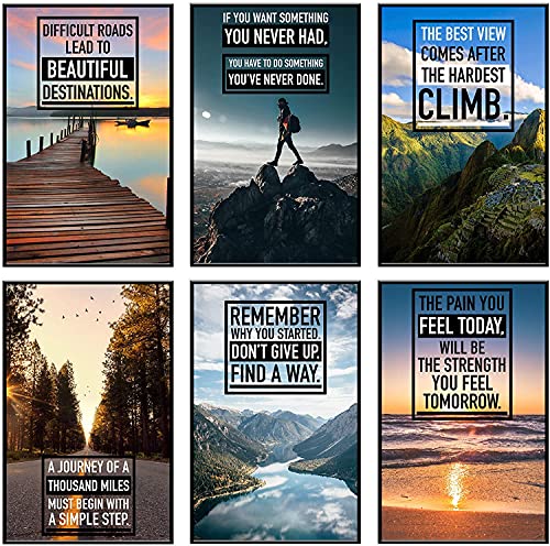 - Motivational Posters | Inspirational Quotes Wall Art Set of 6 -