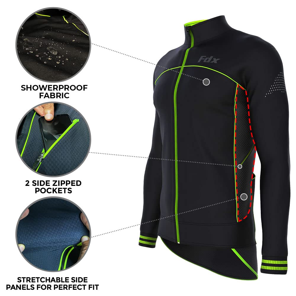 - FDX Men’s Winter Cycling Jacket | Windproof | Softshell Thermal Fabric -