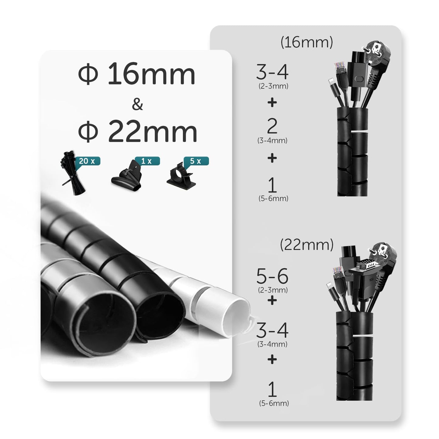 - Shinfly Cable Management Sleeve | 3m/9.8ft | Wire Sleeve with 20pcs Zip Ties | 5 Adhesive Cable Clips | Wire Organizer for TV PC & Home | Black -