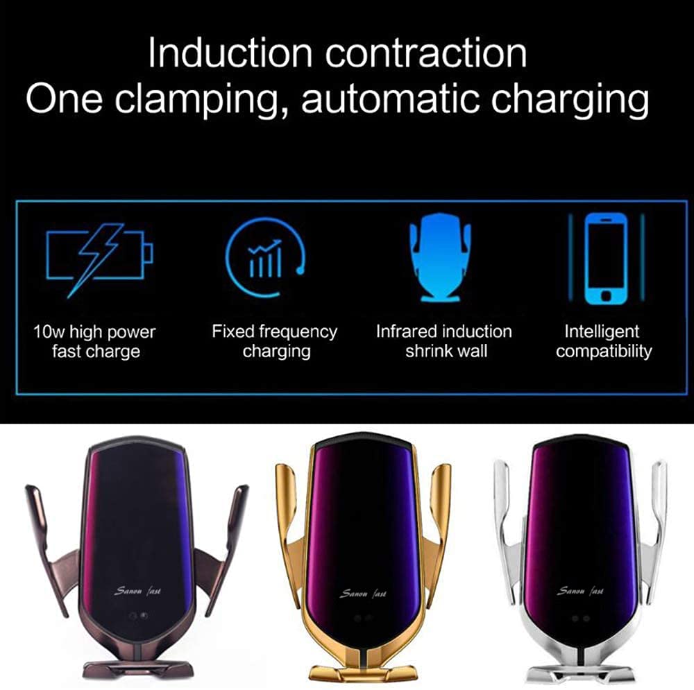 - Wireless Car Charger, Smart Sensor 10W Fast Charging Auto-Clamp