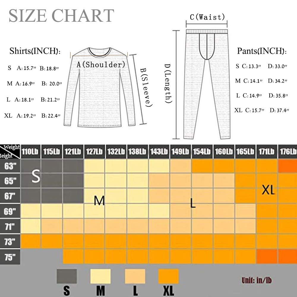 BUYKUD Men's Long Sleeve Base Layer Compression Athletic Underwear Shirt Tights Top & Bottom Set, L(69-71 inch,154-176lb), Black