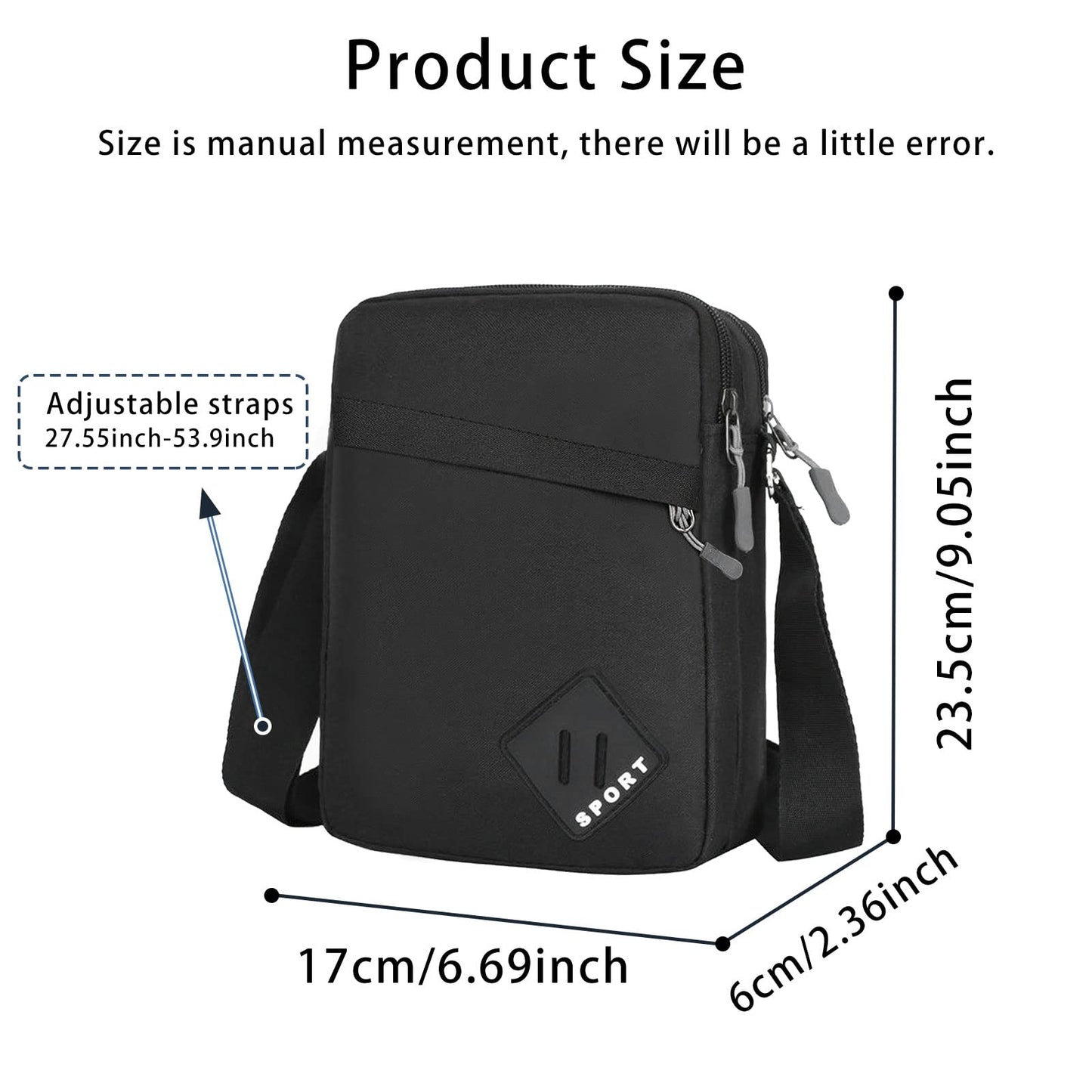 - FuninCrea Mens Shoulder Bag | Nylon Mens Crossbody Bag | Mens Travel Bag -