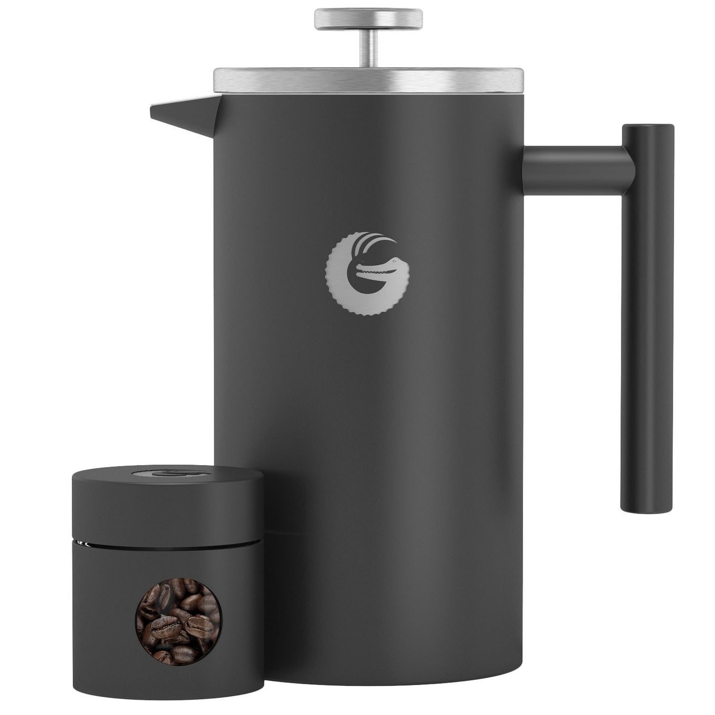 Coffee Gator Cafetiere - 1 Litre French Press Coffee Maker - Large Capacity, Double-Wall Insulated Stainless Steel Brewer - Hotter for Longer – Grey